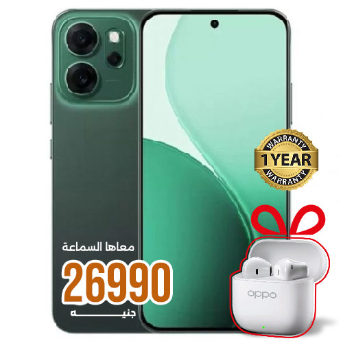 هاتف Oppo Reno 14 5G سعة 12 جيجابايت وذاكرة 256 جيجابايت مع سماعات OPPO Enco Buds 3 داخل الأذن - ضمان رسمي لمدة عام
