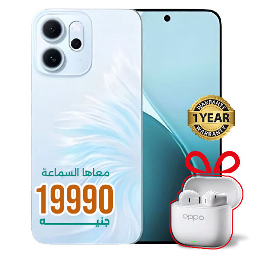 هاتف Oppo Reno 14F 5G سعة 12 جيجابايت وذاكرة 256 جيجابايت مع سماعات OPPO Enco Buds 3 داخل الأذن - ضمان رسمي لمدة عام