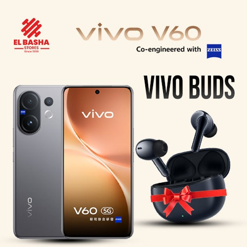هاتف VIVO V60 سعة 12 جيجابايت و 512 جيجابايت مع سماعات VIVI Buds - ضمان رسمي لمدة عام واحد